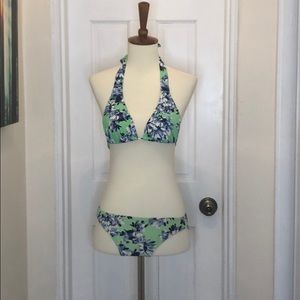 J. Crew Floral Bikini green & navy